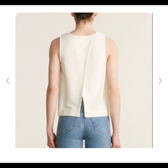 Madewell textured tank top open back cream white color woman's size large - Picture 2 of 8